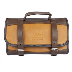 Vetelli Brown and Tan Mens Leather‎ The Hanging Toiletry Bag NWOT